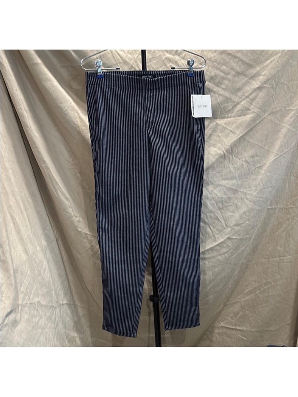 Ellen Tracy Navy and White Pinstripe Boot Cut Pants